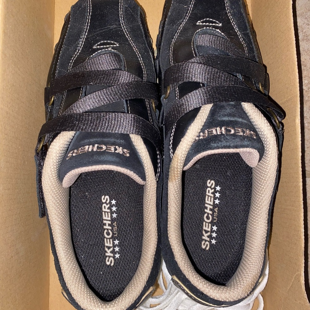 Skechers Black and Cream Athletic Sneakers